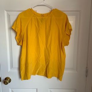 Yellow, short sleeve silk blouse
